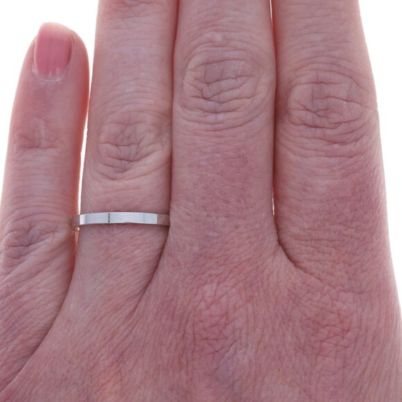 White Gold Wedding Band - 14k Stackable Ring - Picture 2 of 6